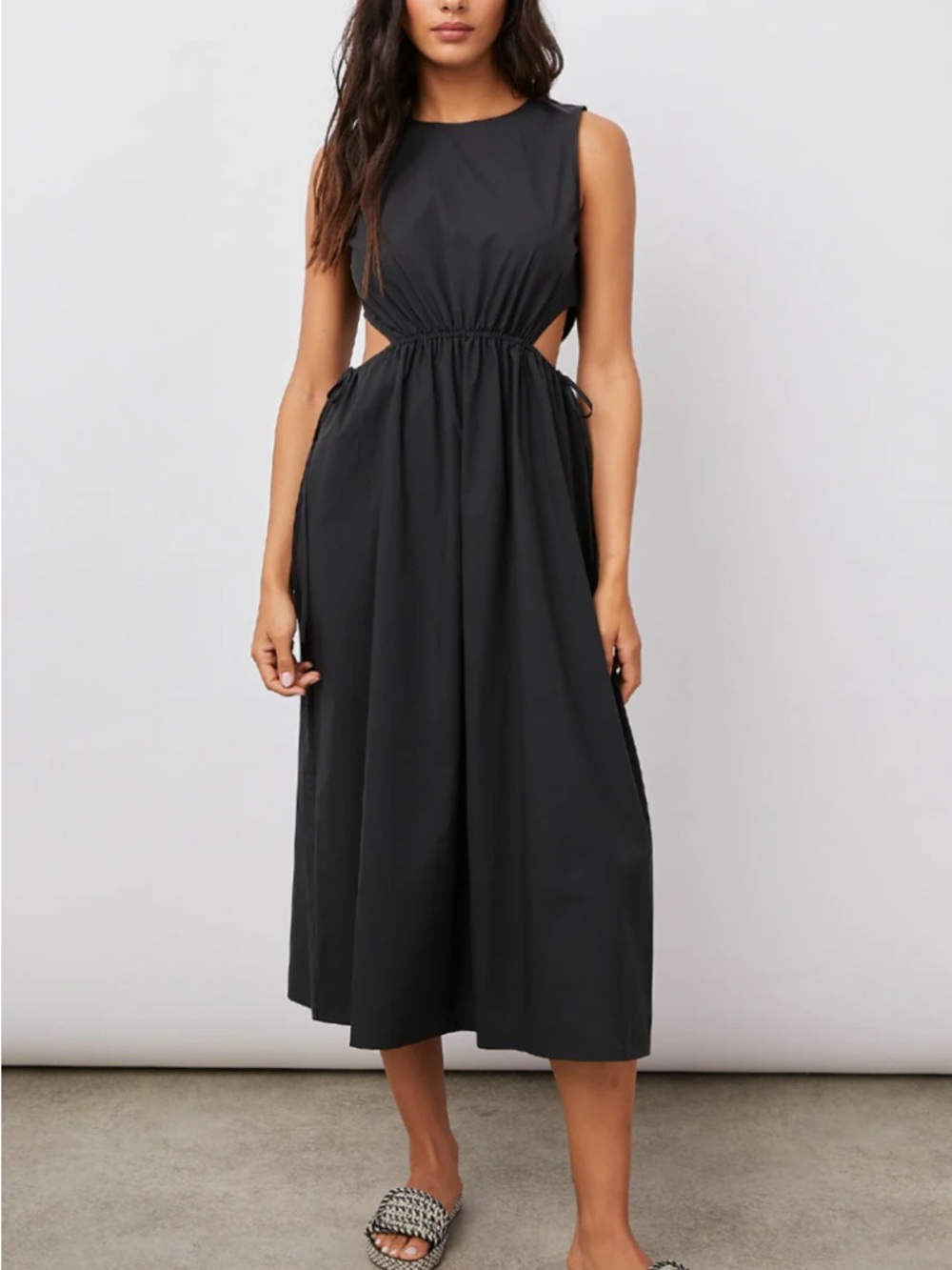 Rails Yvette Black Midi Dress with Side Cutouts